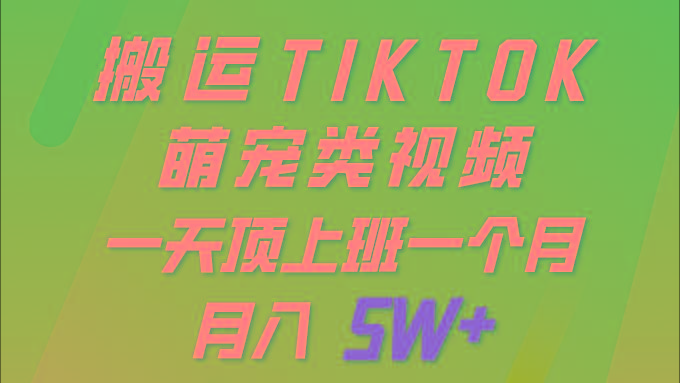 (9931期)一键搬运TIKTOK萌宠类视频 一部手机即可操作 所有平台均可发布 轻松月入5W+-简创项目网
