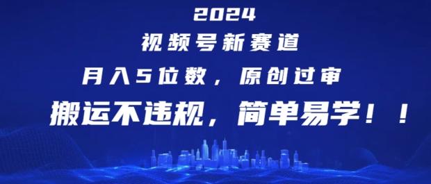 2024视频号新赛道，月入5位数+，原创过审，搬运不违规，简单易学【揭秘】-简创项目网