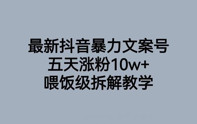 最新抖音暴力文案号，五天涨粉10w+，喂饭级拆解教学-简创项目网