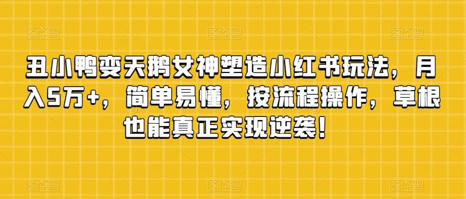 丑小鸭变天鹅女神塑造小红书玩法，月入5万+，简单易懂，按流程操作，草根也能真正实现逆袭！-简创项目网
