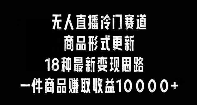 无人直播冷门赛道，商品形式更新，18种变现思路，一件商品赚取收益10000+【揭秘】-简创项目网