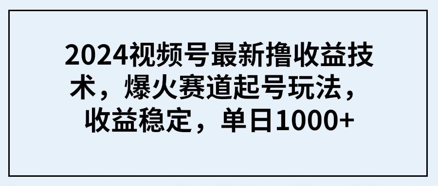 (9651期) 2024视频号最新撸收益技术，爆火赛道起号玩法，收益稳定，单日1000+-简创项目网