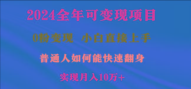2024全年可变现项目，一天收益至少2000+，小白上手快，普通人就要利用互…-简创项目网
