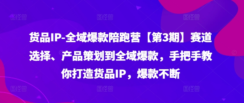 货品IP全域爆款陪跑营【第3期】赛道选择、产品策划到全域爆款，手把手教你打造货品IP，爆款不断-简创项目网