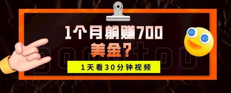 1天看30分钟视频，1个月躺赚700美金？-简创项目网