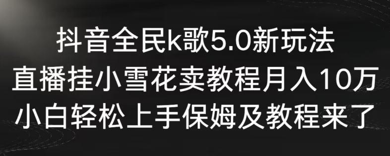 抖音全民k歌5.0新玩法，直播挂小雪花卖教程月入10万，小白轻松上手，保姆及教程来了【揭秘】-简创项目网