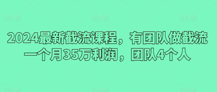2024最新截流课程，有团队做截流一个月35万利润，团队4个人-简创项目网