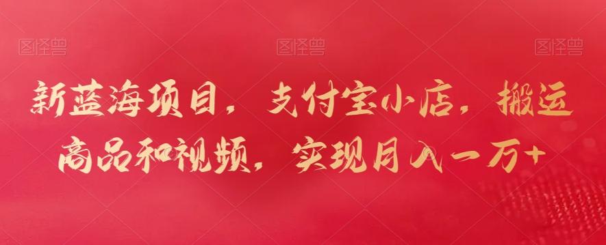 新蓝海项目，支付宝小店，搬运商品和视频，实现月入一万+【揭秘】-简创项目网