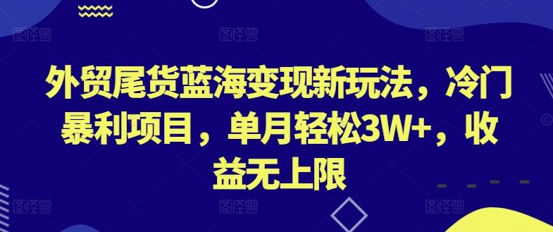 外贸尾货蓝海变现新玩法，冷门暴利项目，单月轻松3W+，收益无上限【揭秘】-简创项目网