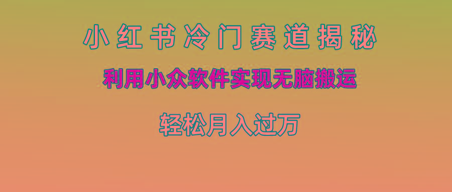 小红书冷门赛道揭秘,利用小众软件实现无脑搬运，轻松月入过万-简创项目网