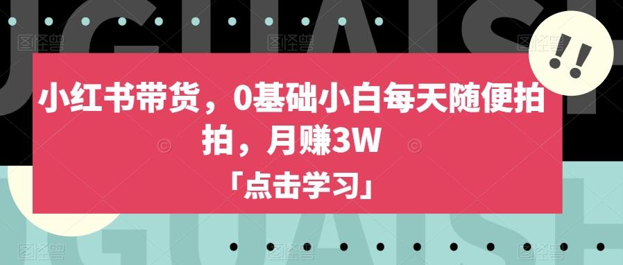 小红书带货，0基础小白每天随便拍拍，月赚3W【揭秘】-简创项目网