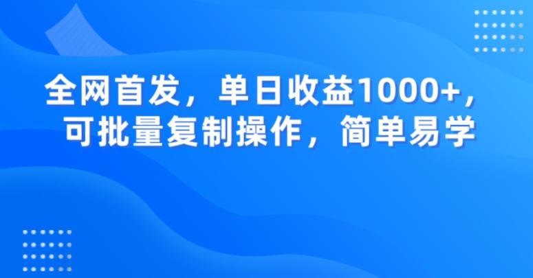 全网首发，单日收益1000+，可批量复制操作，简单易学【揭秘】-简创项目网