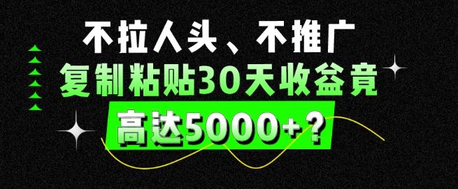 不拉人头、不推广，复制粘贴30天收益竟高达5000+？-简创项目网