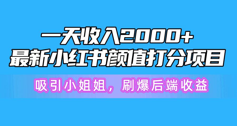 一天收入2000+，最新小红书颜值打分项目，吸引小姐姐，刷爆后端收益-简创项目网