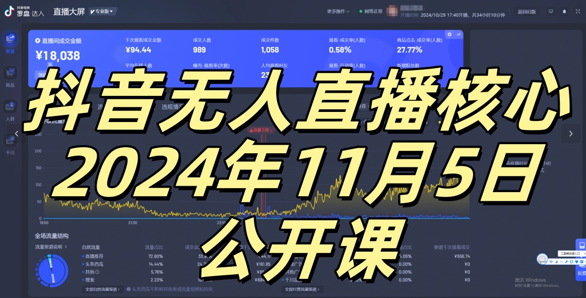 抖音无人直播核心公开课，咸鱼翻身小白可做带有睡后收入月入过万太简单【揭秘】-简创项目网
