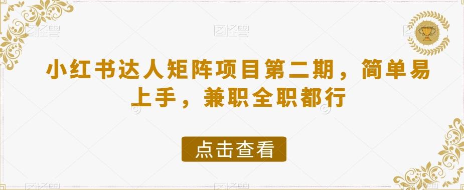 小红书达人矩阵项目第二期，简单易上手，兼职全职都行-简创项目网