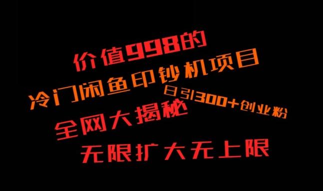 闲鱼流量印钞机项目大揭秘，日引300+创业粉，保姆级实操教程-简创项目网