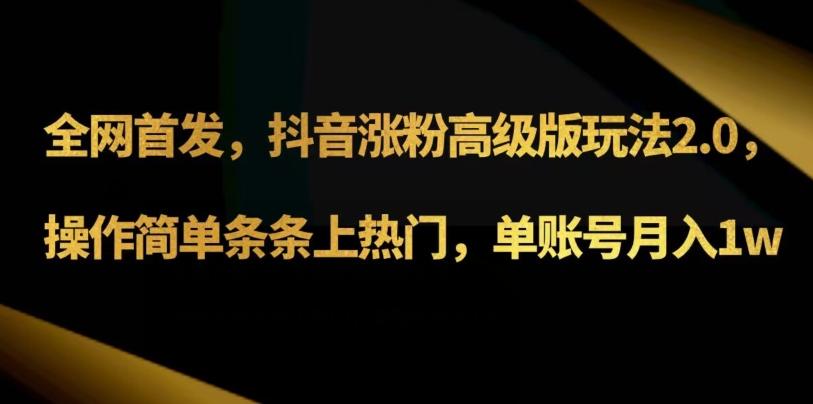 抖音涨粉高级版玩法3.0，操作简单条条上热门，单账号月入1w可批量矩阵（附1500素材）-简创项目网