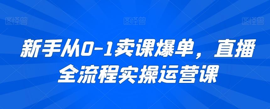 新手从0-1卖课爆单，直播全流程实操运营课-简创项目网