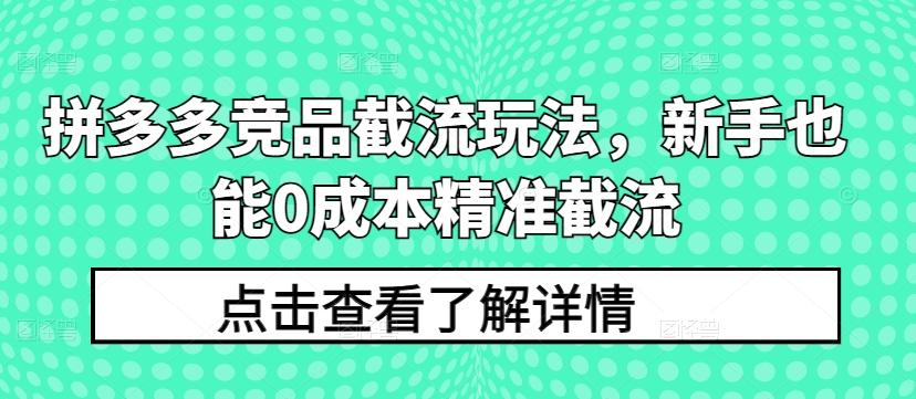 拼多多竞品截流玩法，新手也能0成本精准截流-简创项目网
