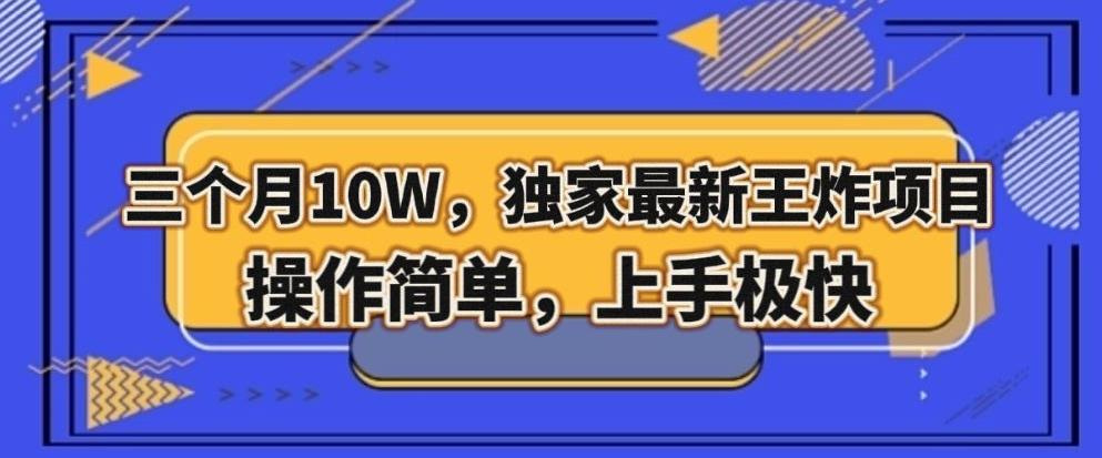 三个月10W，独家最新王炸项目！操作简单，上手极快【揭秘】-简创项目网