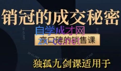 李老师·实战派销售视频课|孤独九剑-简创项目网