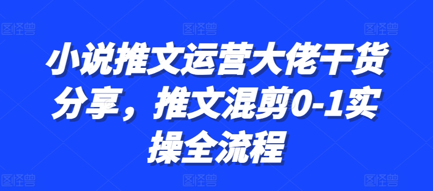 小说推文运营大佬干货分享，推文混剪0-1实操全流程-简创项目网