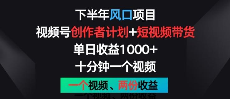 下半年风口项目，视频号创作者计划+视频带货，一个视频两份收益，十分钟一个视频【揭秘】-简创项目网