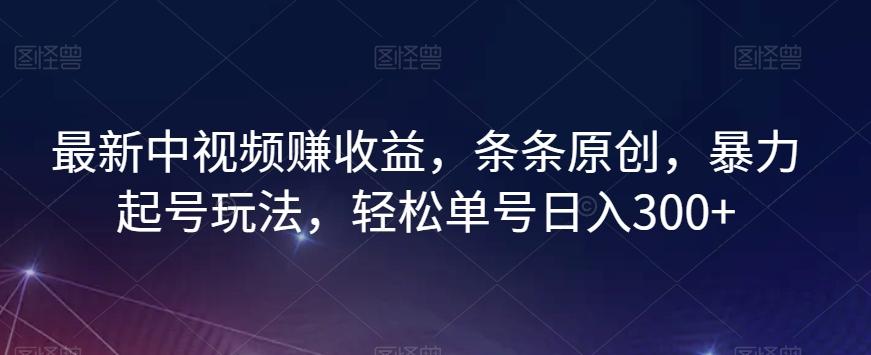 最新中视频赚收益，条条原创，暴力起号玩法，轻松单号日入300+【揭秘】-简创项目网