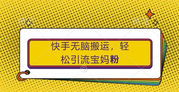 快手无脑搬运，轻松引流宝妈粉，纯小白轻松上手【揭秘】-简创项目网