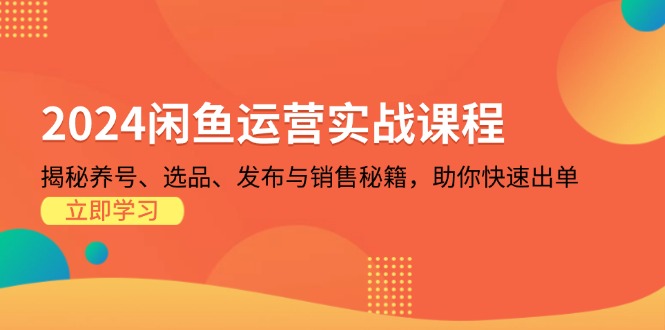 2024闲鱼运营实战课程：揭秘养号、选品、发布与销售秘籍，助你快速出单-简创项目网