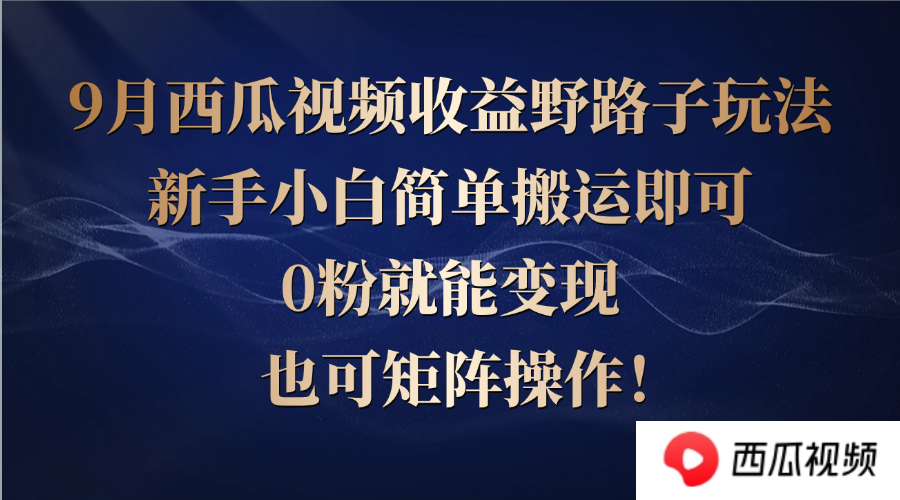 西瓜视频收益野路子玩法，新手小白简单搬运即可，0粉就能变现，也可矩…-简创项目网
