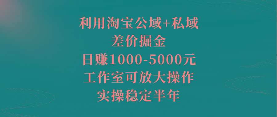 利用淘宝公域+私域差价掘金，日赚1000-5000元，工作室可放大操作，实操…-简创项目网