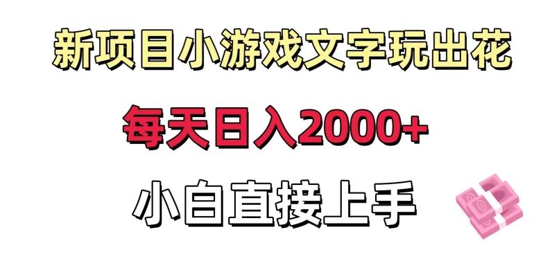 新项目小游戏文字玩出花日入2000+，每天只需一小时，小白直接上手【揭秘】-简创项目网