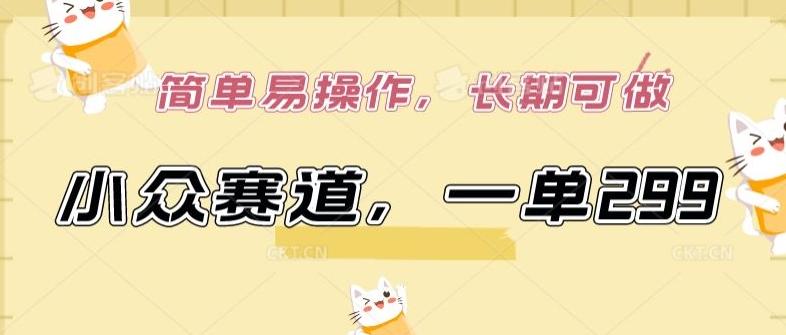 小众赛道，一单299.简单易操作，长期可做【揭秘】-简创项目网