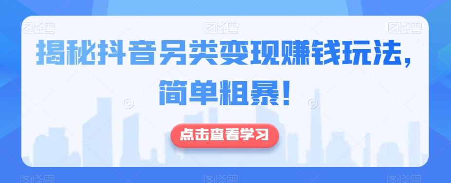 揭秘抖音另类变现赚钱玩法，简单粗暴！-简创项目网