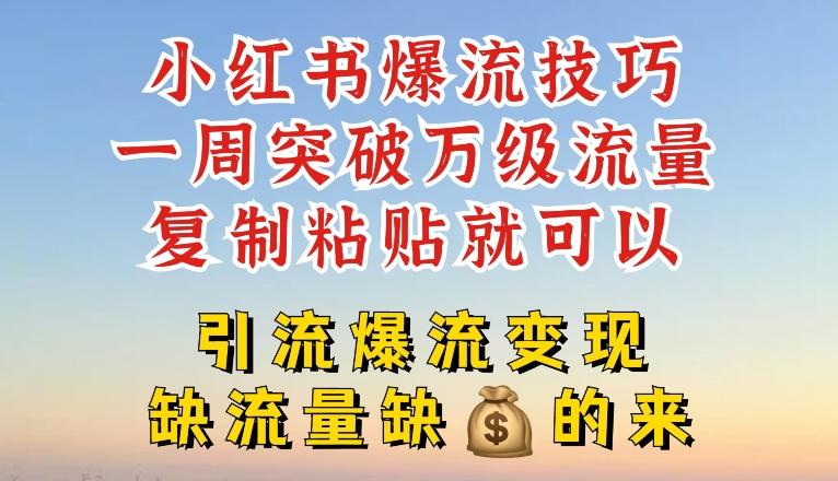 小红书爆流技巧，一周突破万级流量，复制粘贴就可以，引流爆流变现【揭秘】-简创项目网