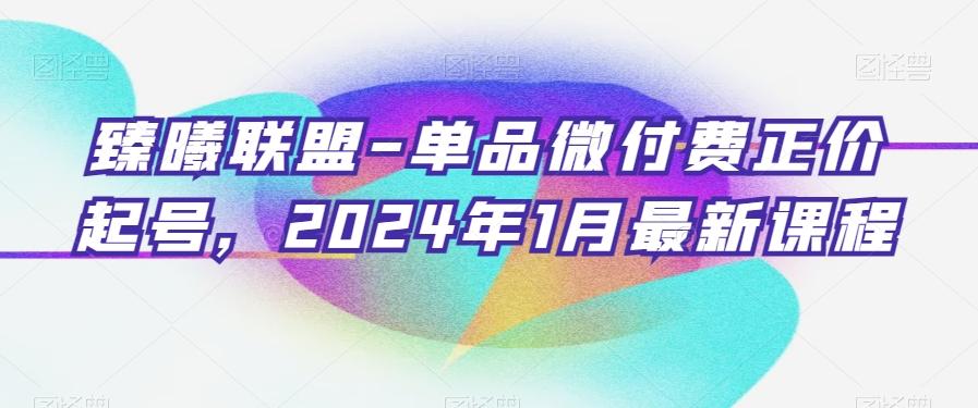 臻曦联盟-单品微付费正价起号，2024年1月最新课程-简创项目网