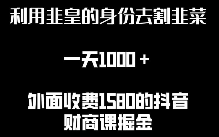 利用非皇的身份去割韭菜，一天1000+(附详细资源)【揭秘】-简创项目网