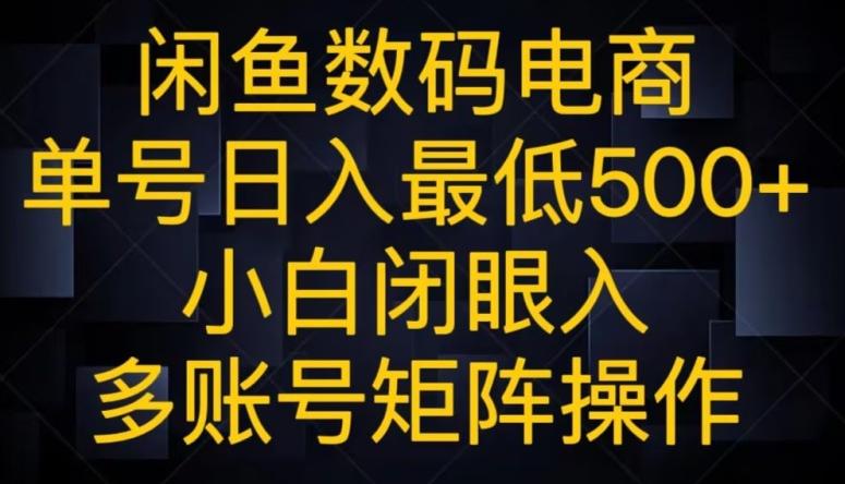 闲鱼数码电商，单号日入最低500+，小白闭眼入，多账号矩阵操作-简创项目网