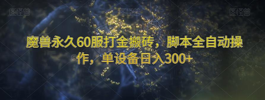 魔兽永久60服打金搬砖，脚本全自动操作，单设备日入300+【揭秘】-简创项目网