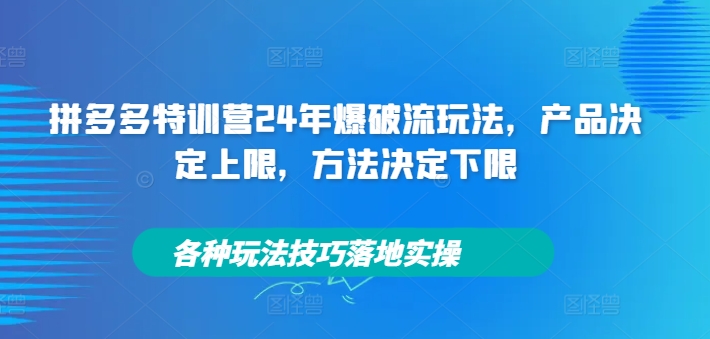 拼多多特训营24年爆破流玩法，产品决定上限，方法决定下限，各种玩法技巧落地实操-简创项目网