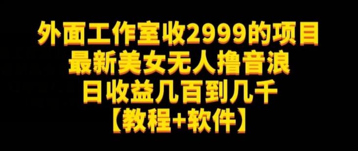 外面工作室收2999的项目最新美女无人撸音浪日收益几百到几千【教程+软件】（仅揭秘）-简创项目网