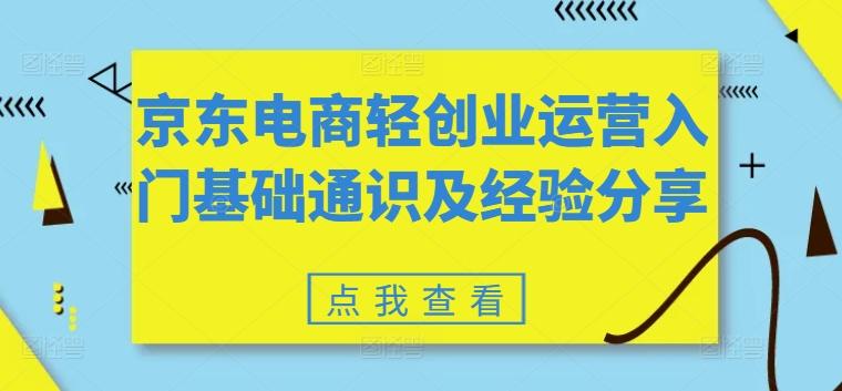 京东电商轻创业运营入门基础通识及经验分享-简创项目网