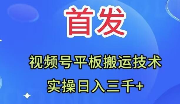全网首发：视频号平板搬运技术，实操日入三千＋-简创项目网