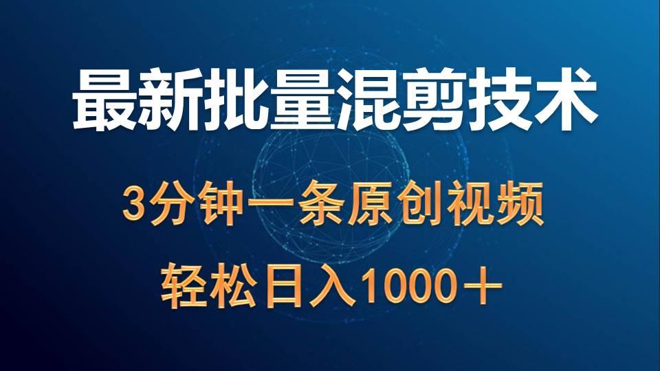 (9982期)最新批量混剪技术撸收益热门领域玩法，3分钟一条原创视频，轻松日入1000＋-简创项目网
