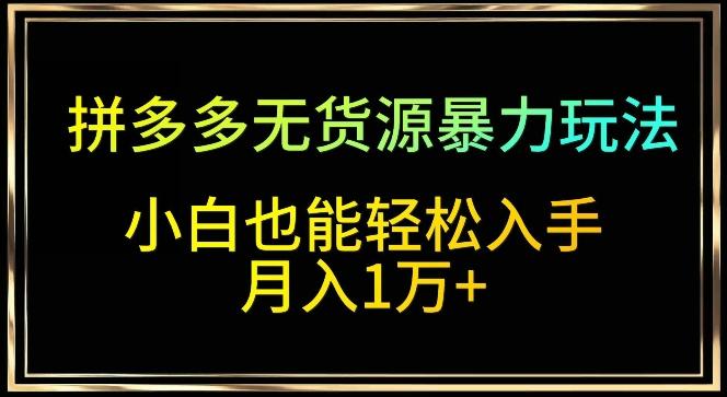 拼多多无货源暴力玩法，全程干货，小白也能轻松入手，月入1万+【揭秘】-简创项目网