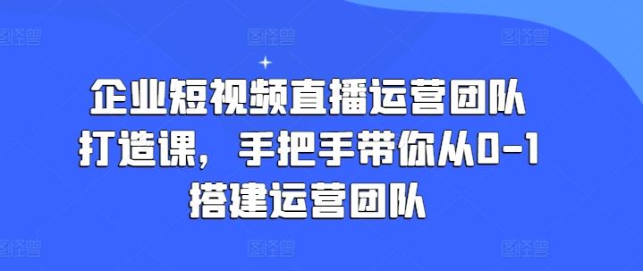 企业短视频直播运营团队打造课，手把手带你从0-1搭建运营团队-简创项目网