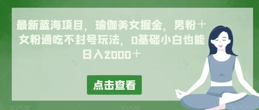 最新蓝海项目，瑜伽美女掘金，男粉＋女粉通吃不封号玩法，0基础小白也能日入2000＋-简创项目网