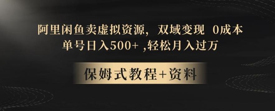 阿里闲鱼卖虚拟资源，双域变现，0成本，日入500+，轻松月入过万-简创项目网